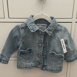 Old Navy Light Blue baby girl Jean Jacket with Heart Pockets -BNWT